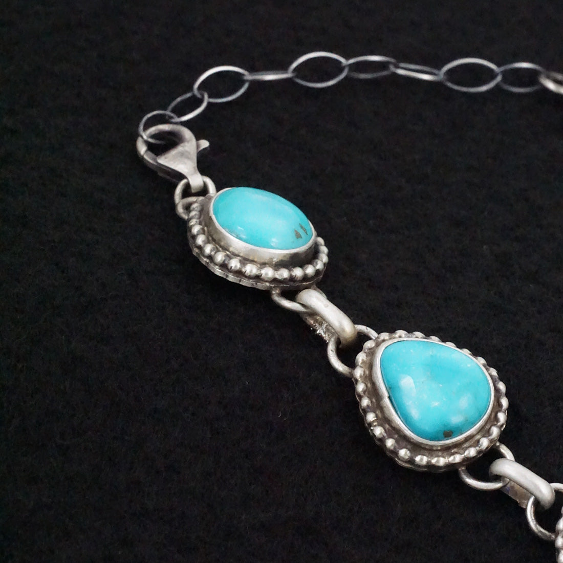 Kathleen Livingston Turquoise & Sterling Silver Link Bracelet