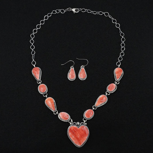 Bobby Johnson Spiny Oyster & Sterling Silver Necklace Set