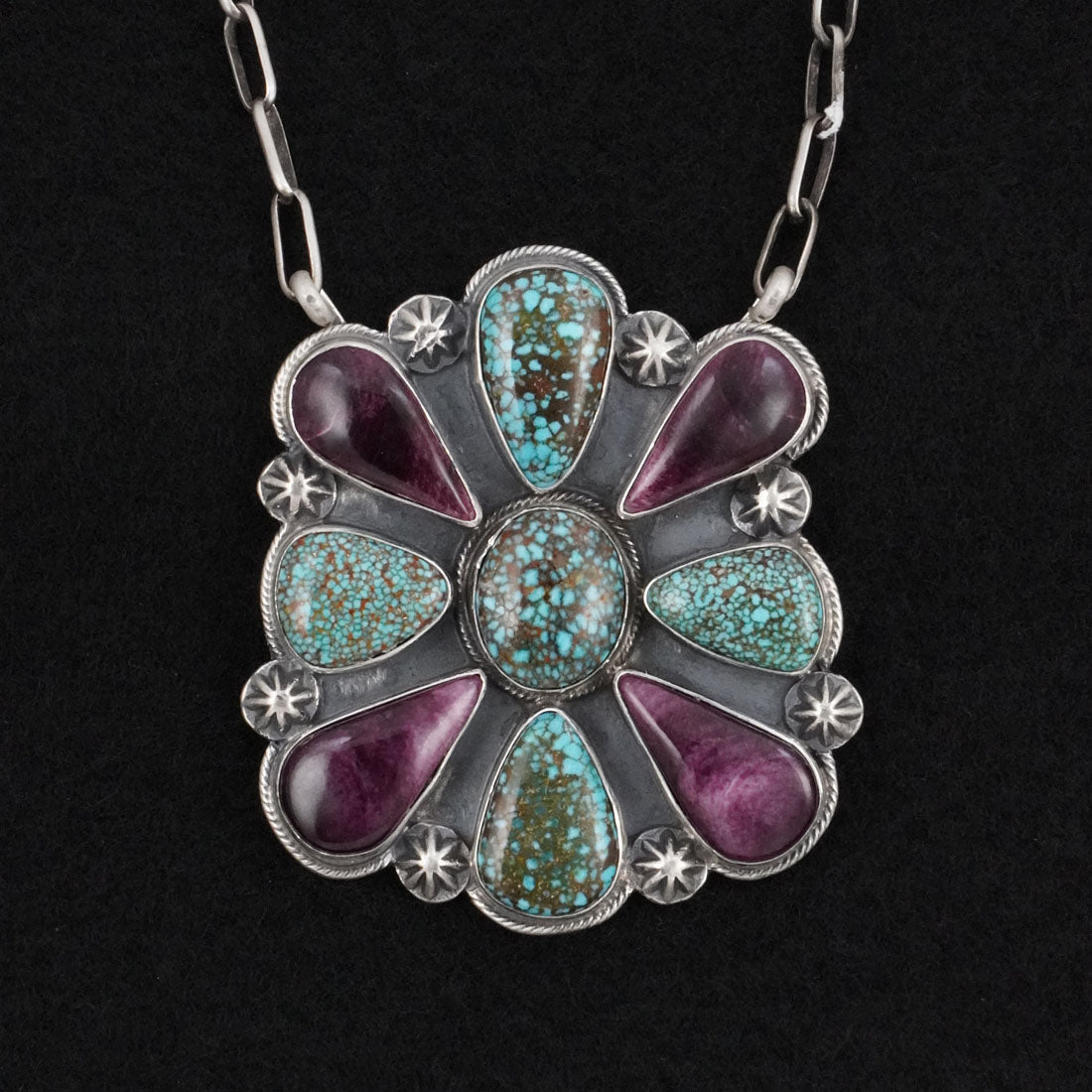 Randy Billy Turquoise, Spiny Oyster & Sterling Silver Necklace