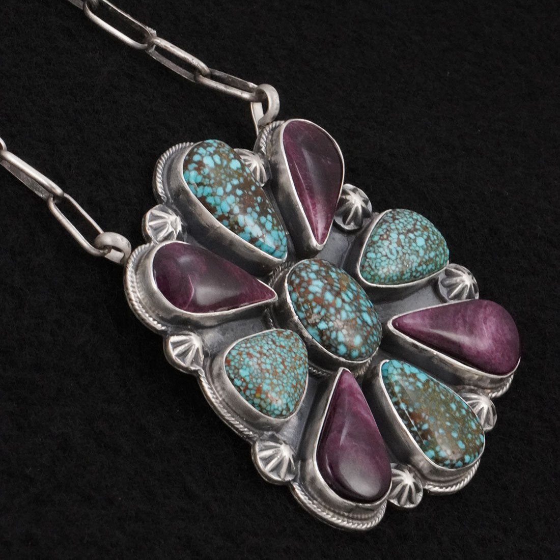 Randy Billy Turquoise, Spiny Oyster & Sterling Silver Necklace