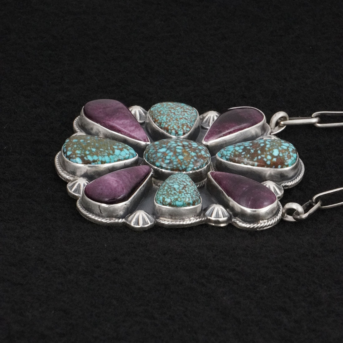 Randy Billy Turquoise, Spiny Oyster & Sterling Silver Necklace