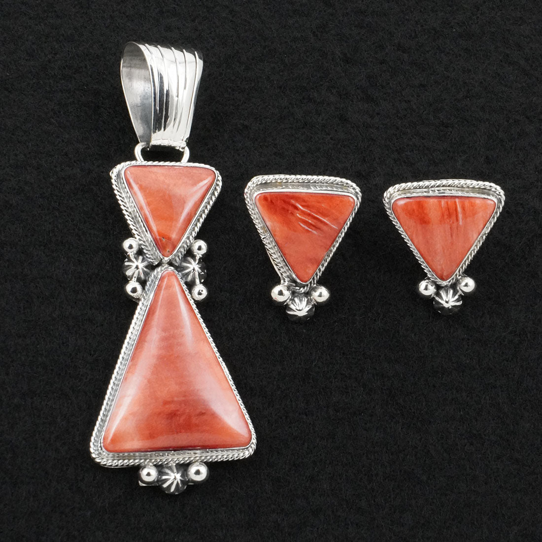 Paul Livingston Spiny Oyster & Sterling Silver Pendant Set