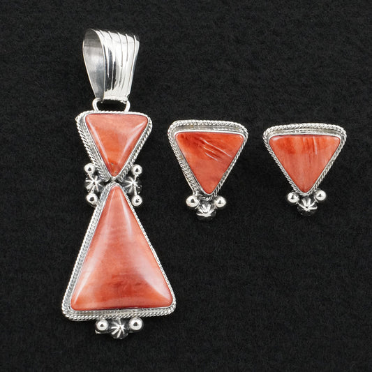 Paul Livingston Spiny Oyster & Sterling Silver Pendant Set