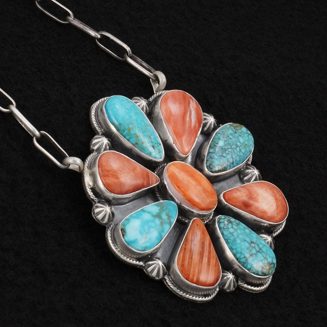 Randy Billy Turquoise, Spiny Oyster & Sterling Silver Necklace