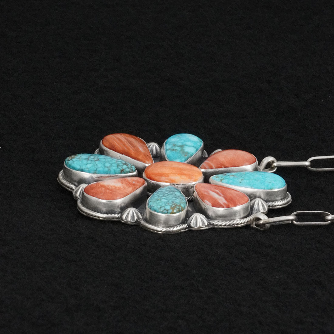 Randy Billy Turquoise, Spiny Oyster & Sterling Silver Necklace