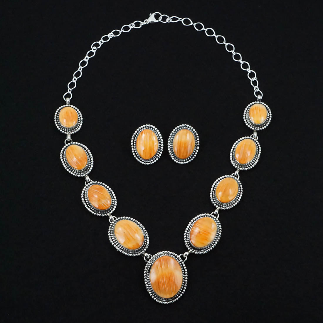 Darrin Livingston Spiny Oyster & Sterling Silver Necklace Set