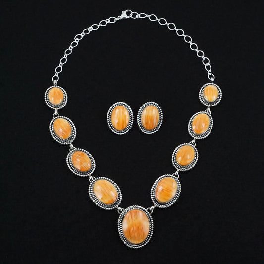 Darrin Livingston Spiny Oyster & Sterling Silver Necklace Set