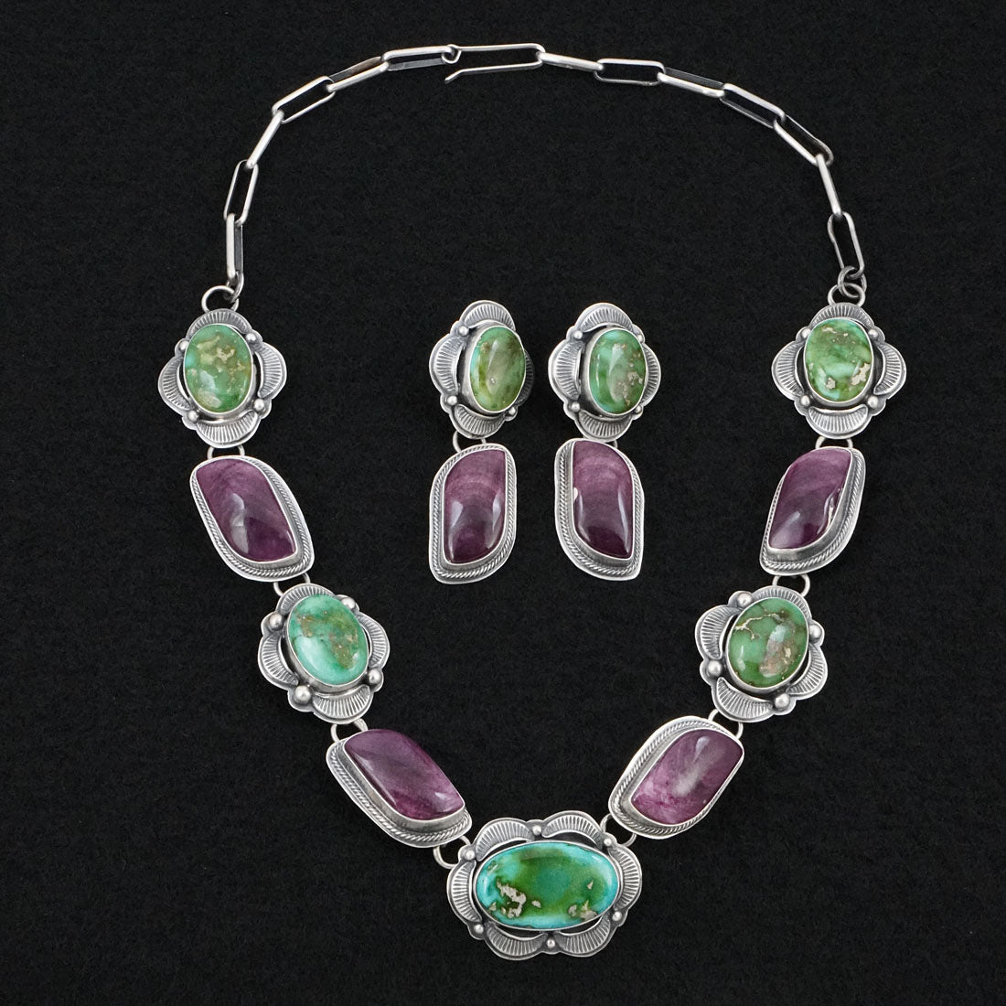 Randy Boyd Turquoise, Spiny Oyster & Sterling Silver Necklace Set