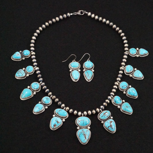 Bobby Johnson Turquoise & Sterling Silver Necklace Set