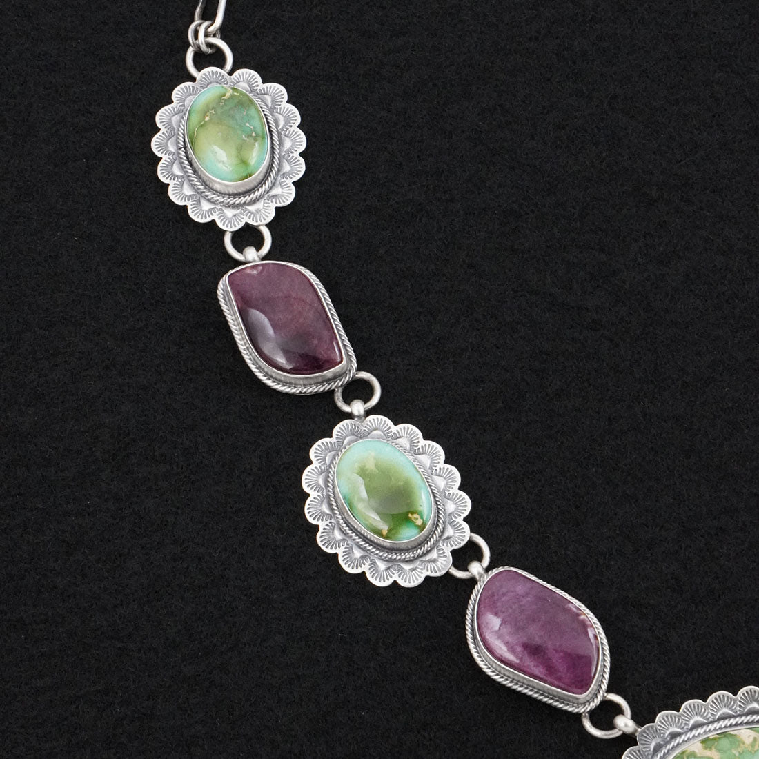Mark Yazzie Turquoise, Spiny Oyster & Sterling Silver Necklace Set