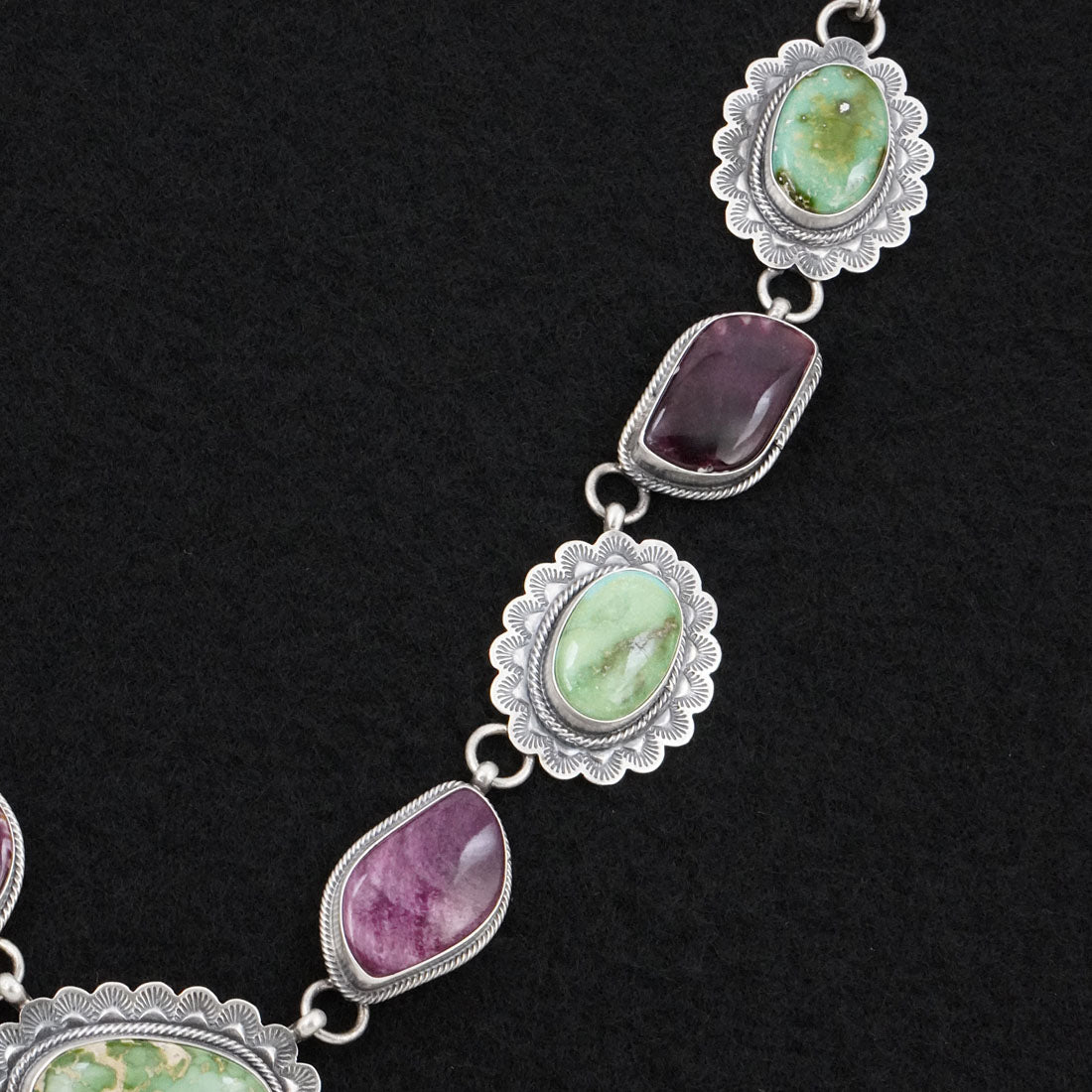 Mark Yazzie Turquoise, Spiny Oyster & Sterling Silver Necklace Set