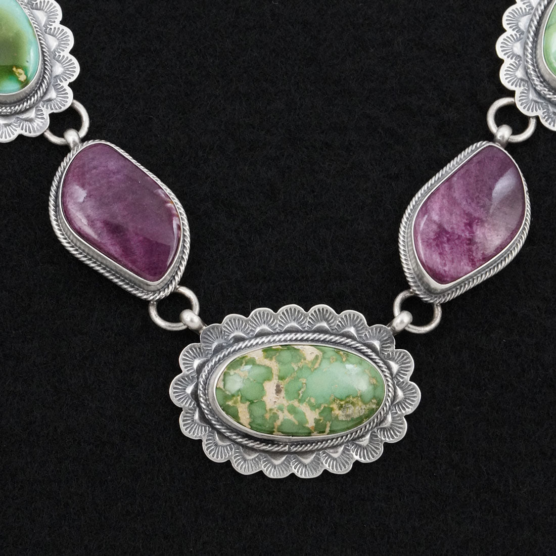 Mark Yazzie Turquoise, Spiny Oyster & Sterling Silver Necklace Set