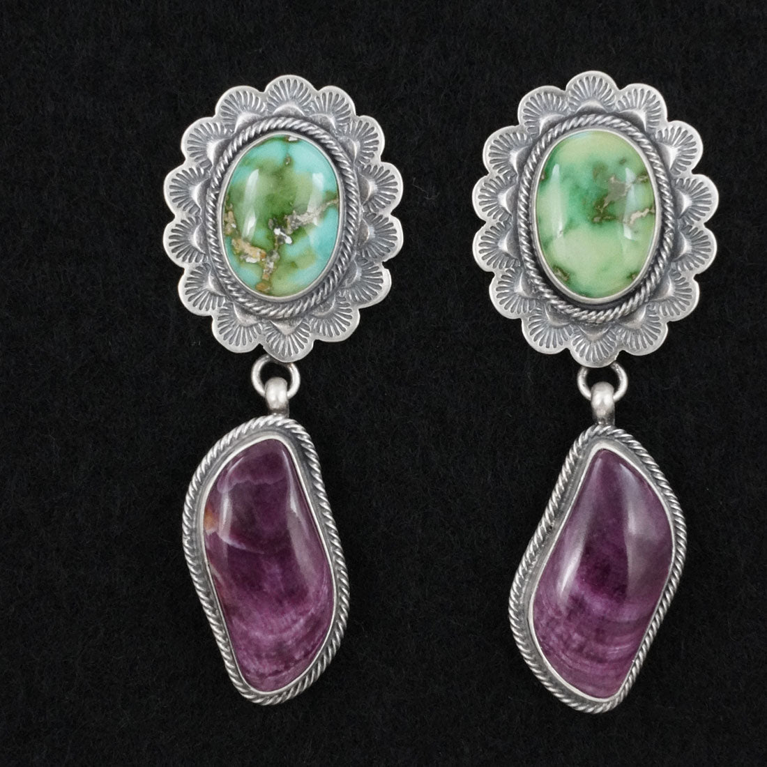 Mark Yazzie Turquoise, Spiny Oyster & Sterling Silver Necklace Set