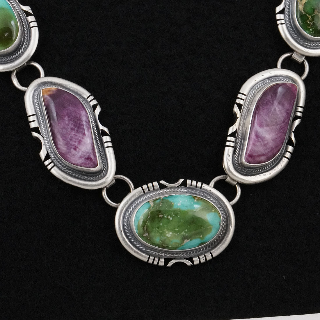 Paul Livingston Turquoise, Spiny Oyster & Sterling Silver Necklace Set