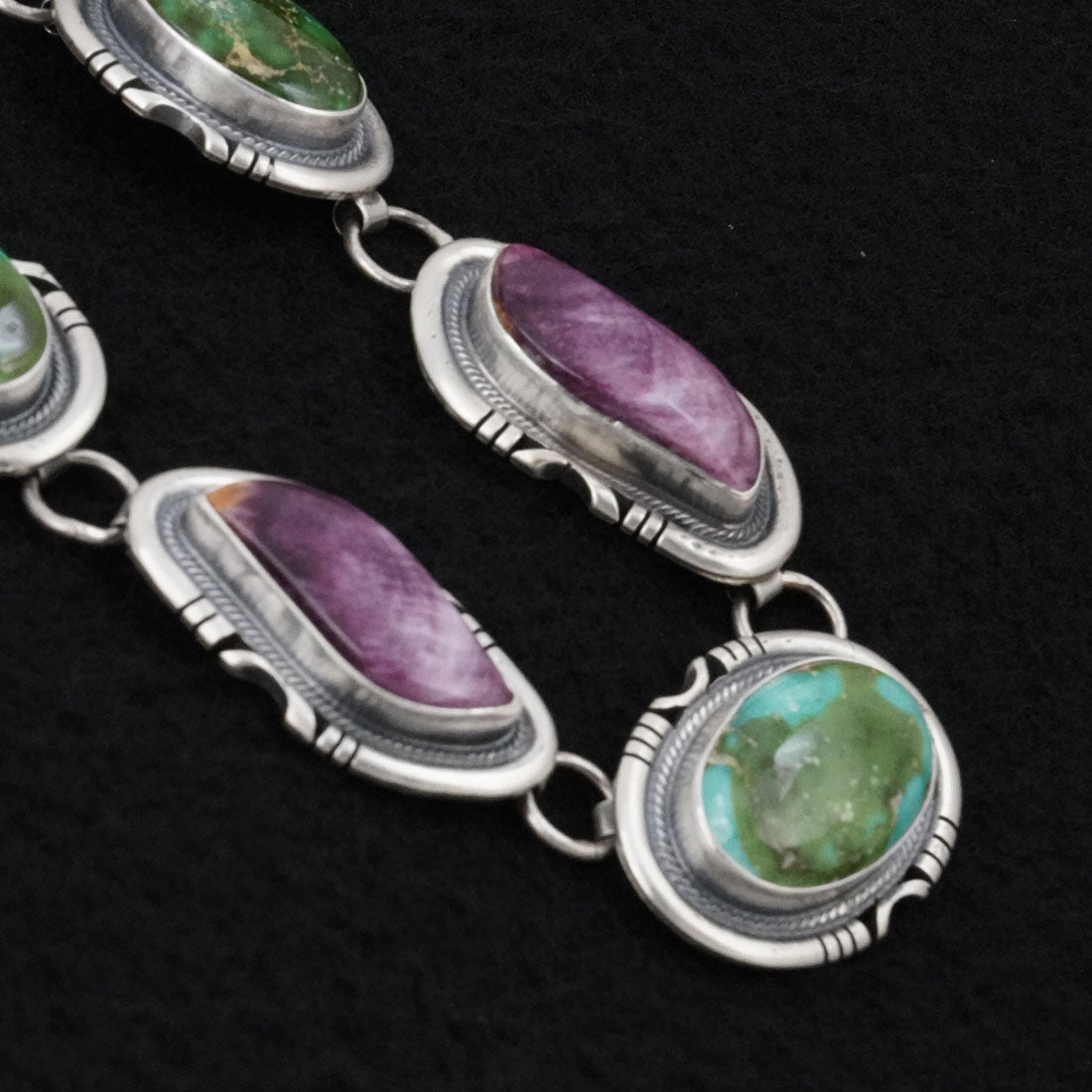 Paul Livingston Turquoise, Spiny Oyster & Sterling Silver Necklace Set