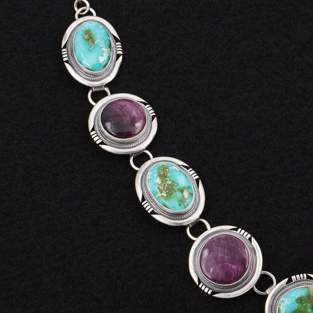 Paul Livingston Turquoise, Spiny Oyster & Sterling Silver Necklace Set