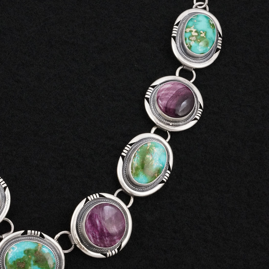 Paul Livingston Turquoise, Spiny Oyster & Sterling Silver Necklace Set