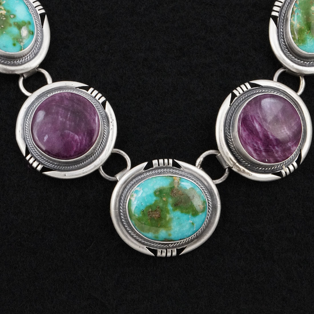 Paul Livingston Turquoise, Spiny Oyster & Sterling Silver Necklace Set