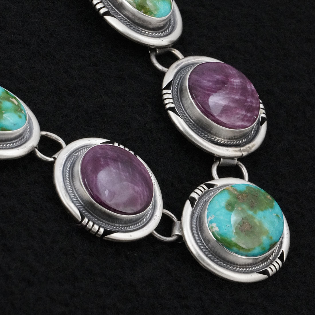 Paul Livingston Turquoise, Spiny Oyster & Sterling Silver Necklace Set