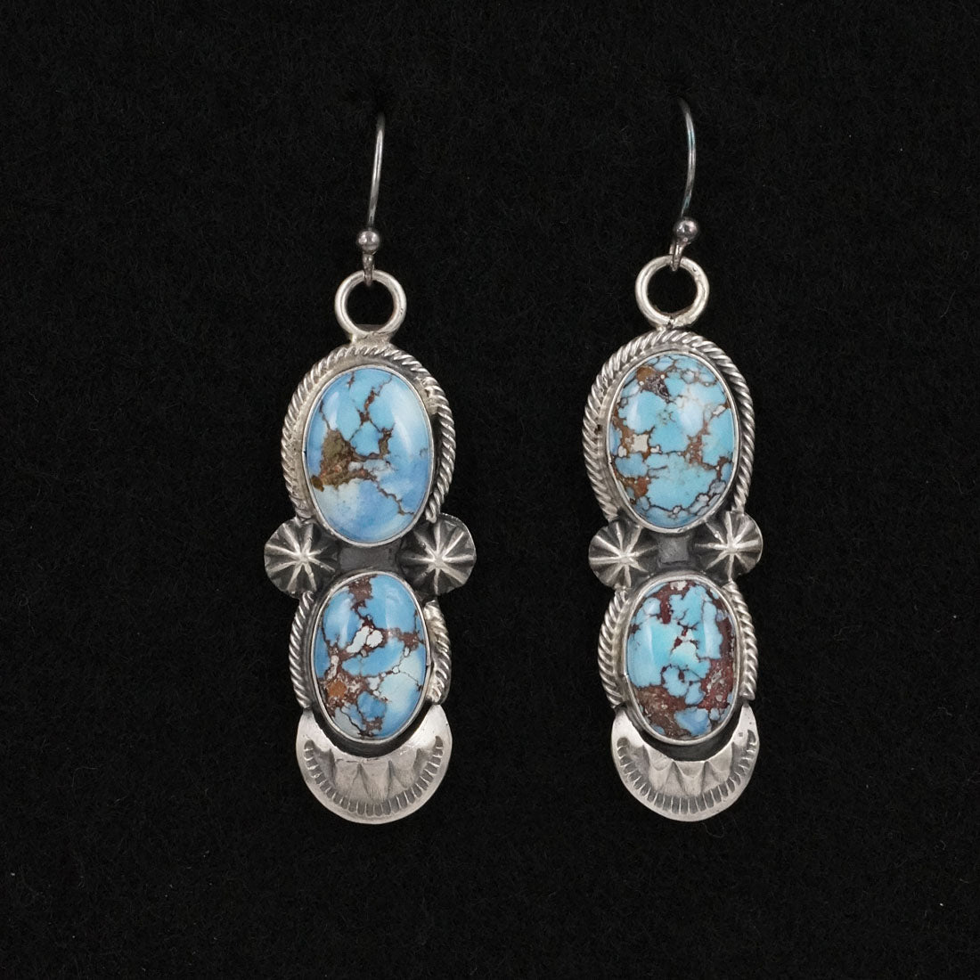 Paul Livingston Turquoise & Sterling Silver Squash Blossom Set