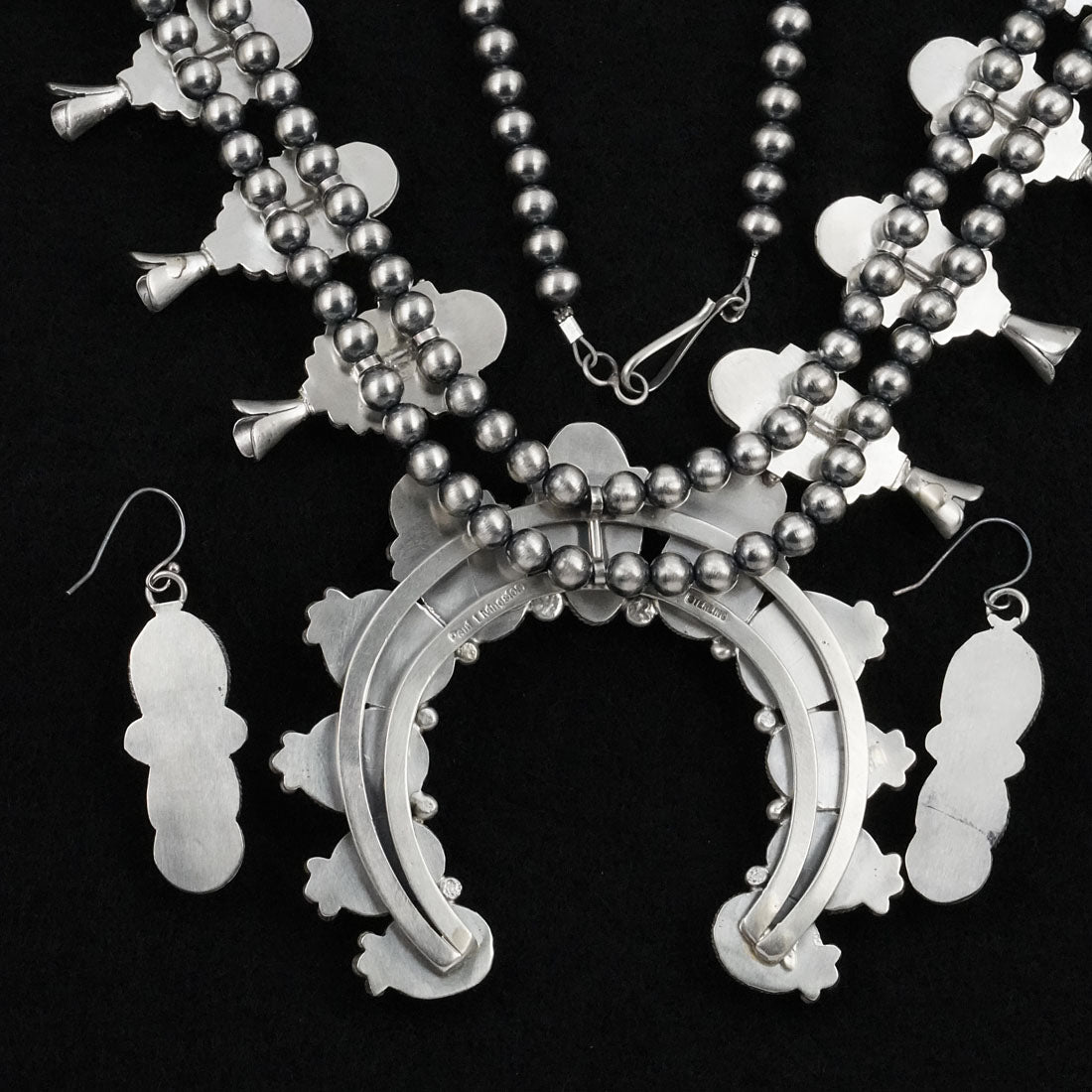 Paul Livingston Turquoise & Sterling Silver Squash Blossom Set