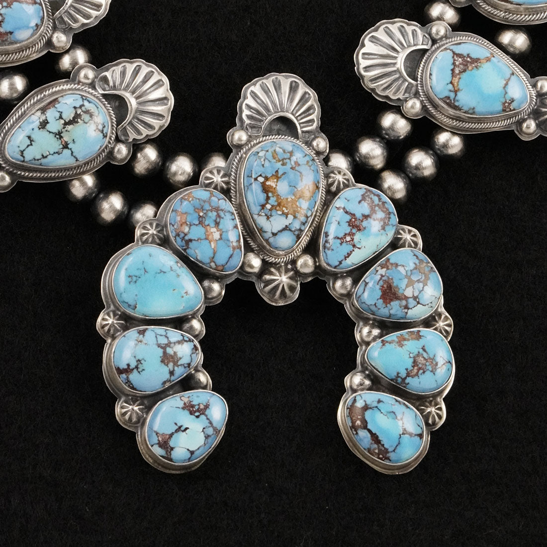 Randy Boyd Turquoise & Sterling Silver Squash Blossom Set