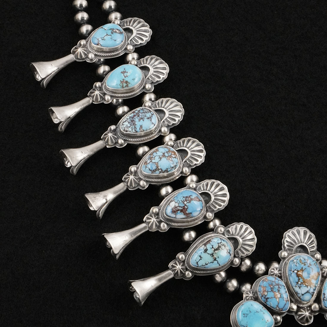 Randy Boyd Turquoise & Sterling Silver Squash Blossom Set