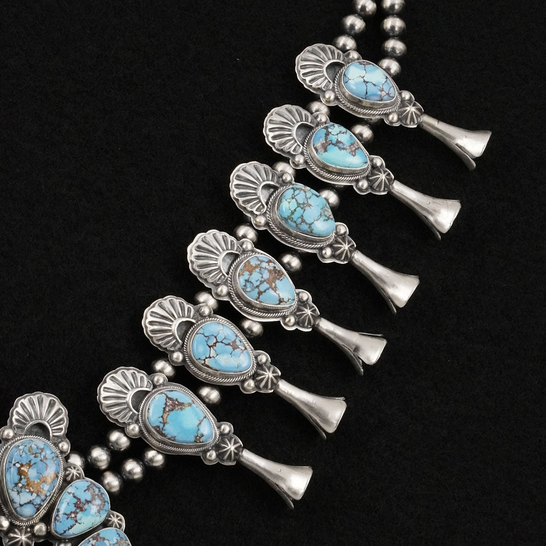 Randy Boyd Turquoise & Sterling Silver Squash Blossom Set