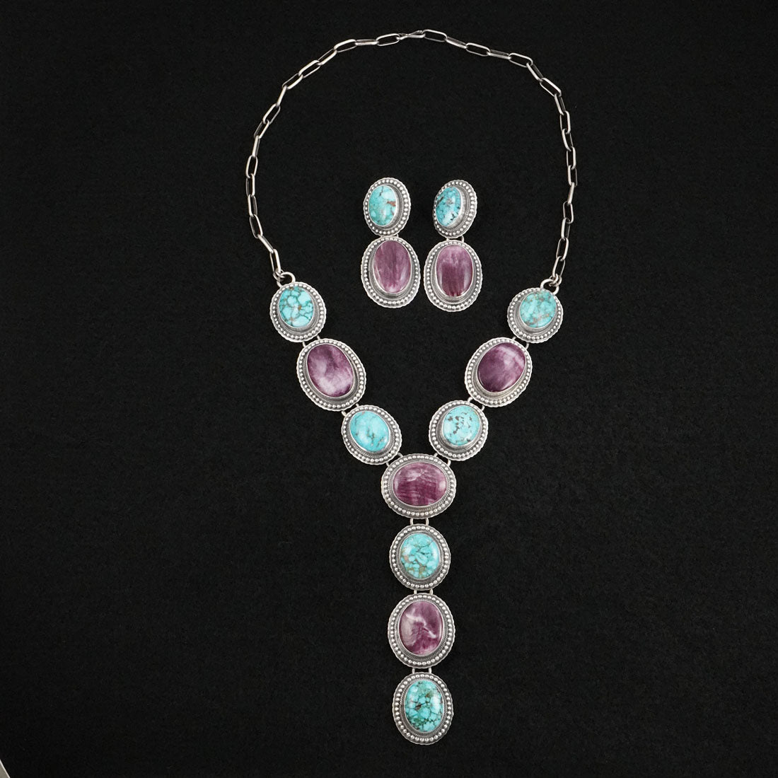 Randy Billy Turquoise, Spiny Oyster & Sterling Silver Necklace Set