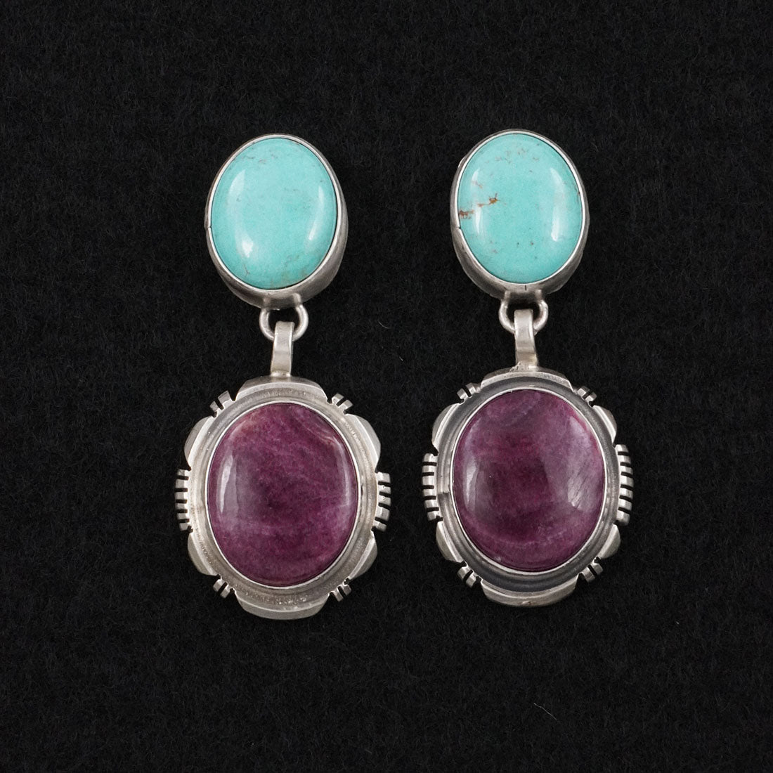 Thomas Francisco Turquoise, Spiny Oyster & Sterling Silver Earrings