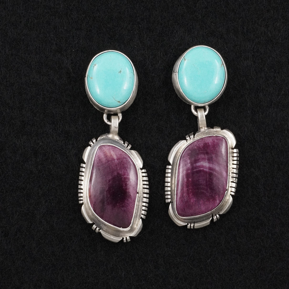 Thomas Francisco Turquoise, Spiny Oyster & Sterling Silver Earrings