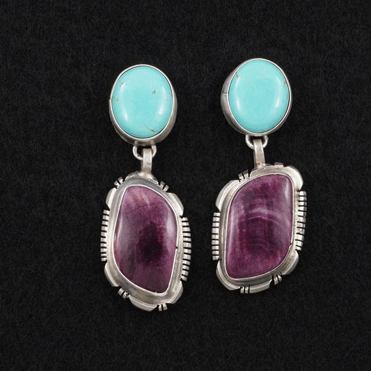Thomas Francisco Turquoise, Spiny Oyster & Sterling Silver Earrings