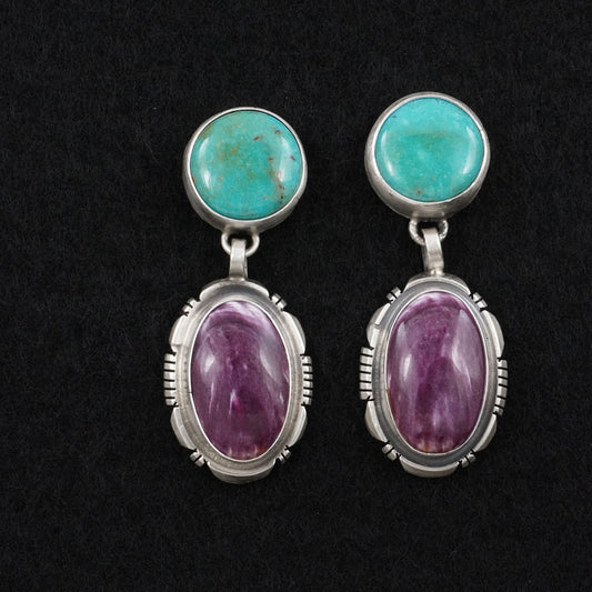 Thomas Francisco Turquoise, Spiny Oyster & Sterling Silver Earrings