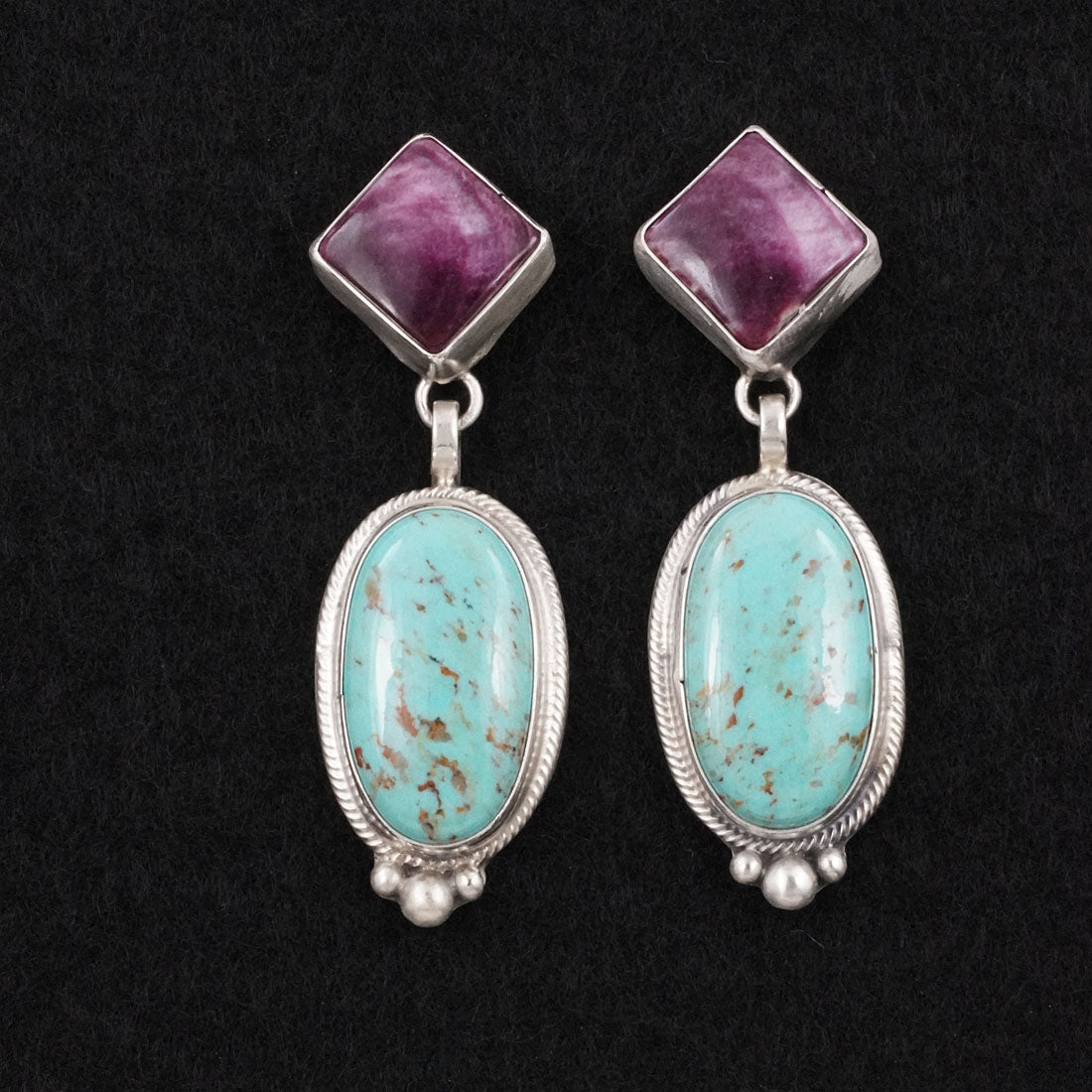 Thomas Francisco Turquoise, Spiny Oyster & Sterling Silver Earrings