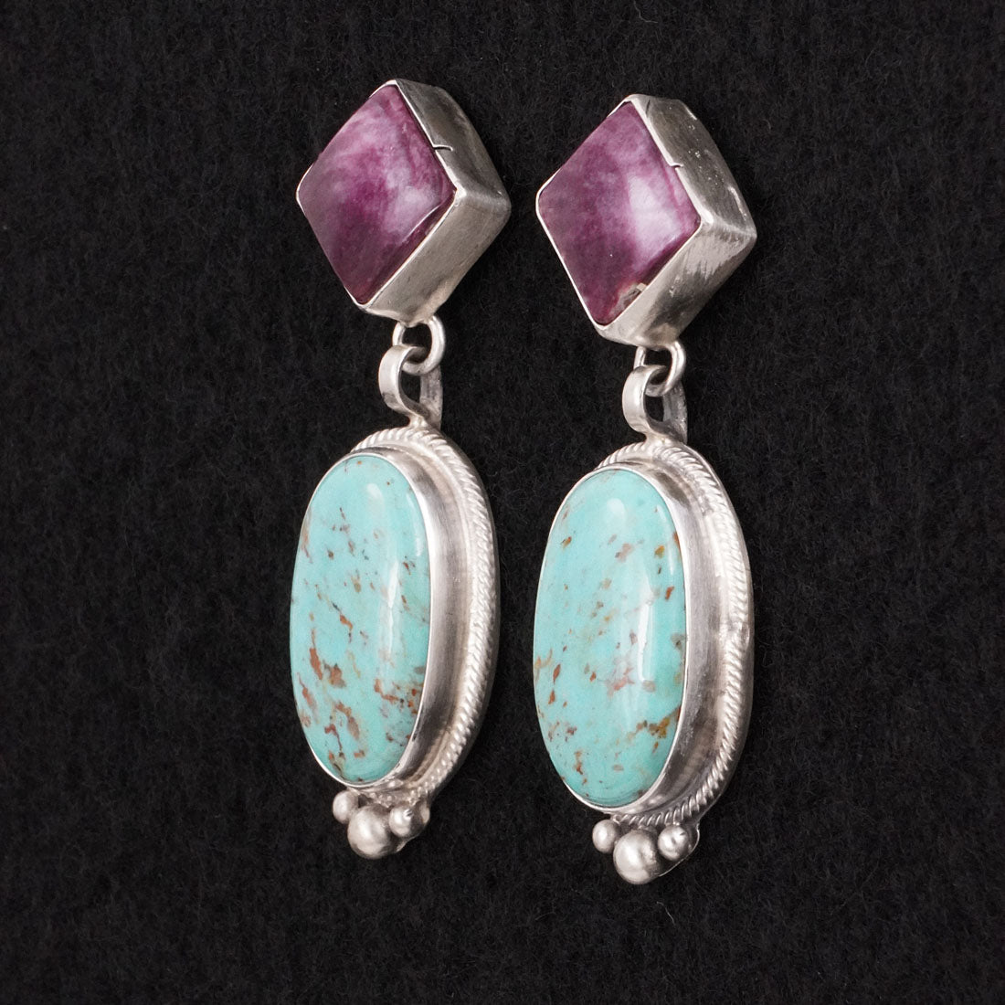 Thomas Francisco Turquoise, Spiny Oyster & Sterling Silver Earrings
