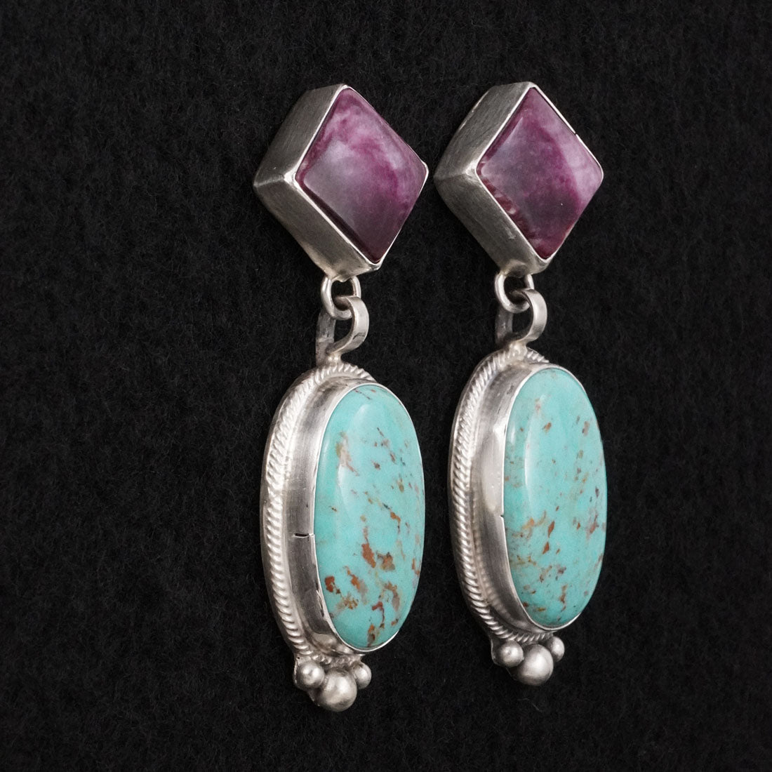 Thomas Francisco Turquoise, Spiny Oyster & Sterling Silver Earrings