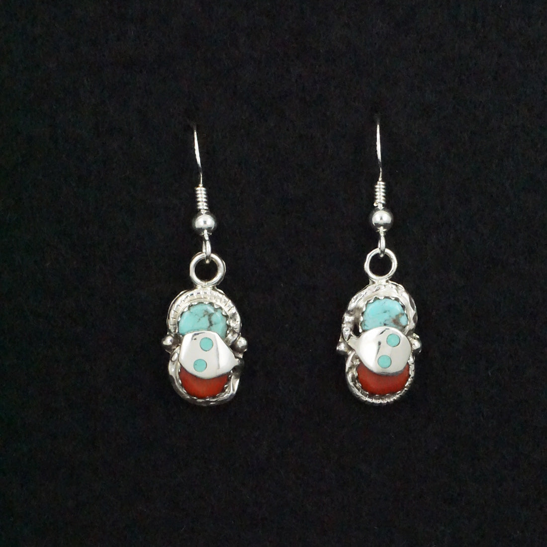 Joy Calavaza Turquoise, Coral & Sterling Silver Earrings