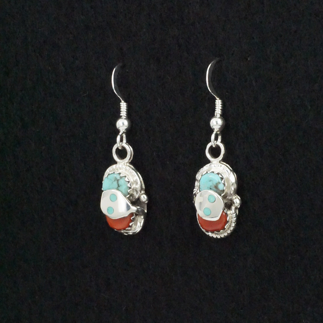 Joy Calavaza Turquoise, Coral & Sterling Silver Earrings