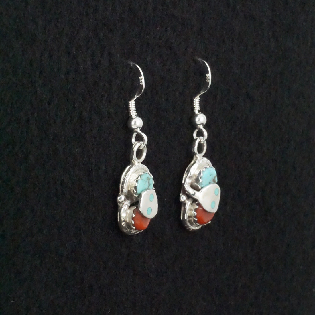 Joy Calavaza Turquoise, Coral & Sterling Silver Earrings