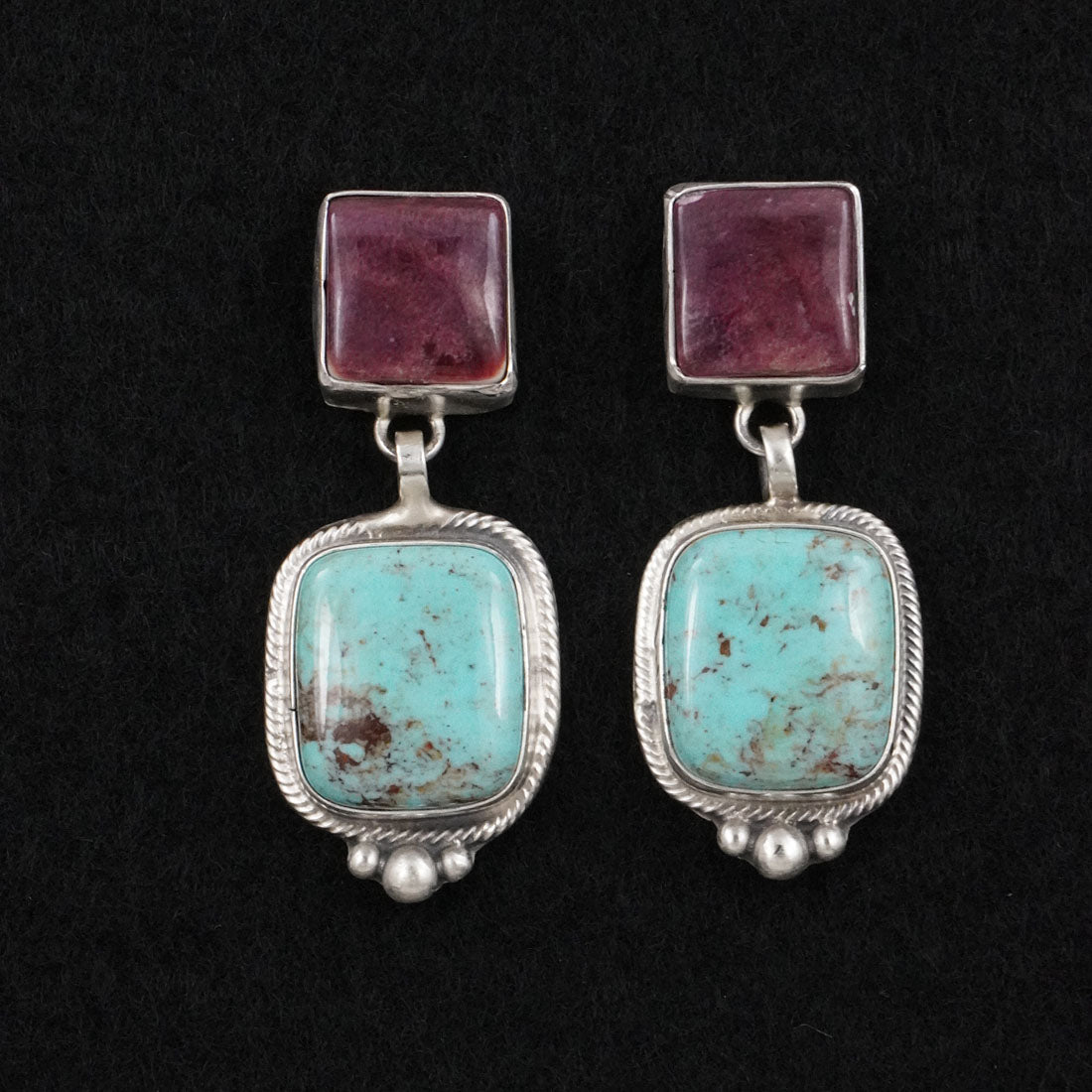 Thomas Francisco Turquoise, Spiny Oyster & Sterling Silver Earrings
