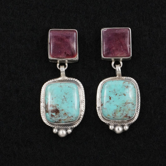 Thomas Francisco Turquoise, Spiny Oyster & Sterling Silver Earrings