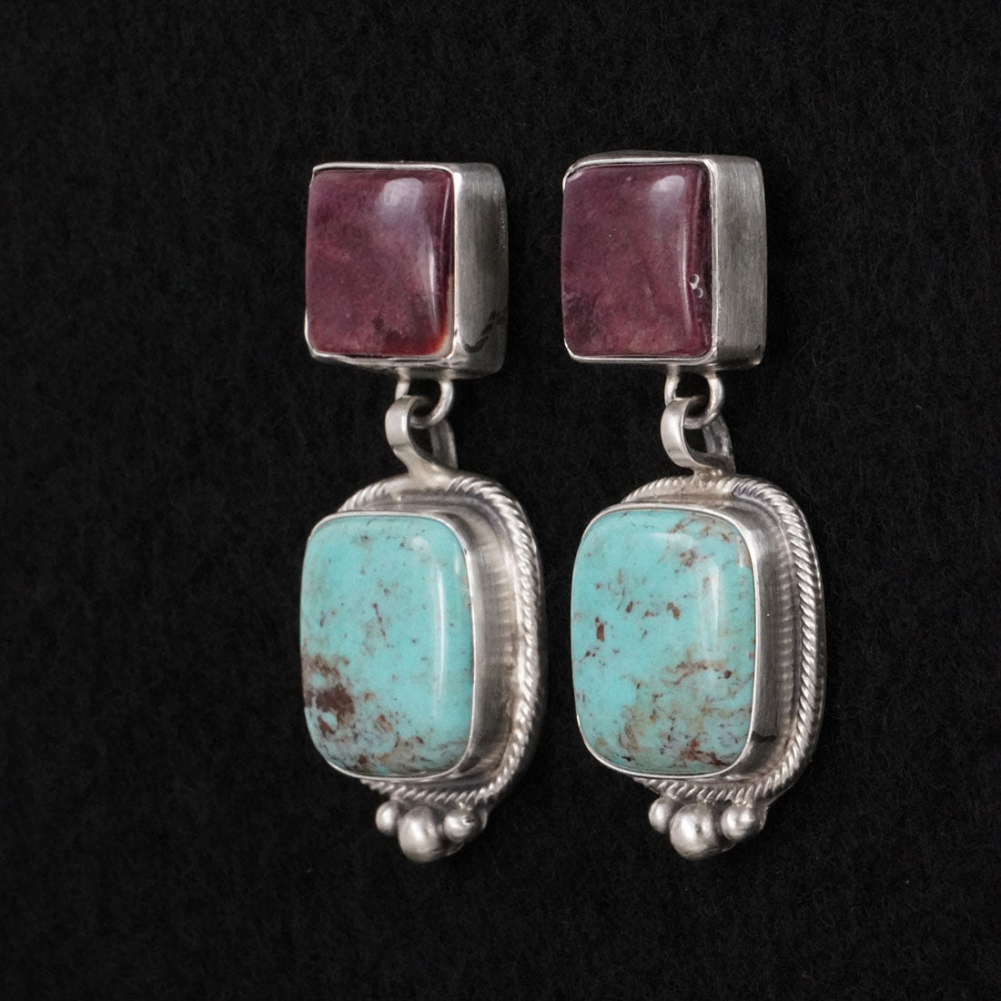 Thomas Francisco Turquoise, Spiny Oyster & Sterling Silver Earrings
