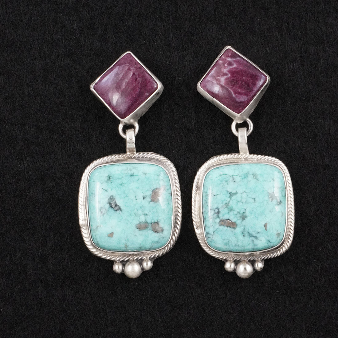 Thomas Francisco Turquoise, Spiny Oyster & Sterling Silver Earrings
