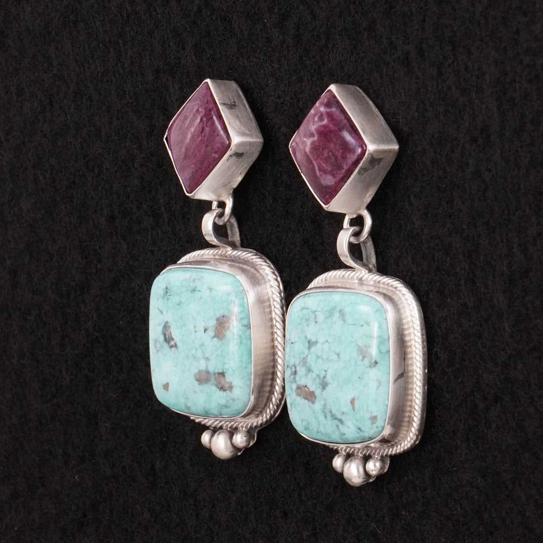 Thomas Francisco Turquoise, Spiny Oyster & Sterling Silver Earrings
