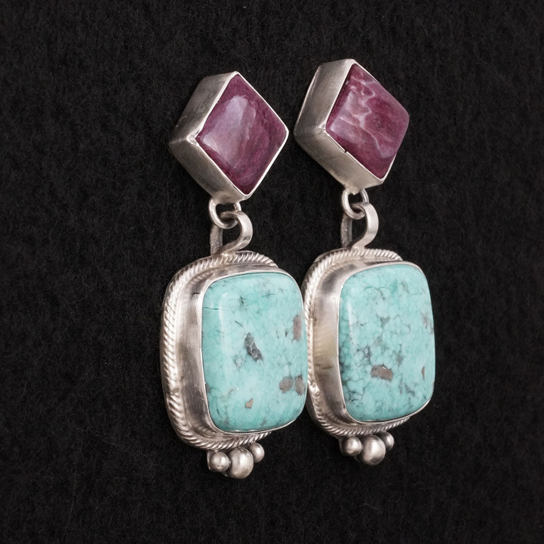 Thomas Francisco Turquoise, Spiny Oyster & Sterling Silver Earrings