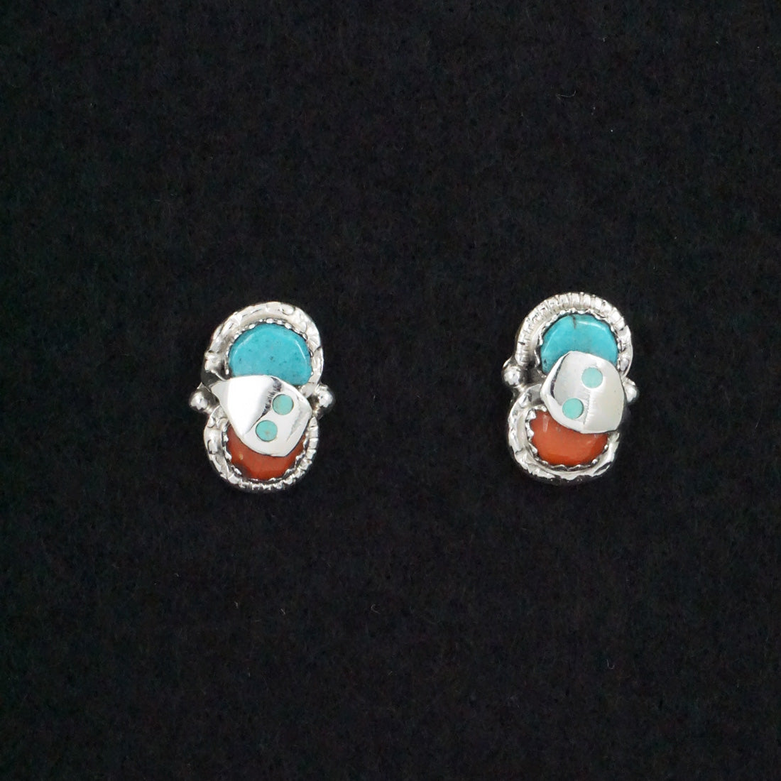 Joy Calavaza Turquoise, Coral & Sterling Silver Earrings