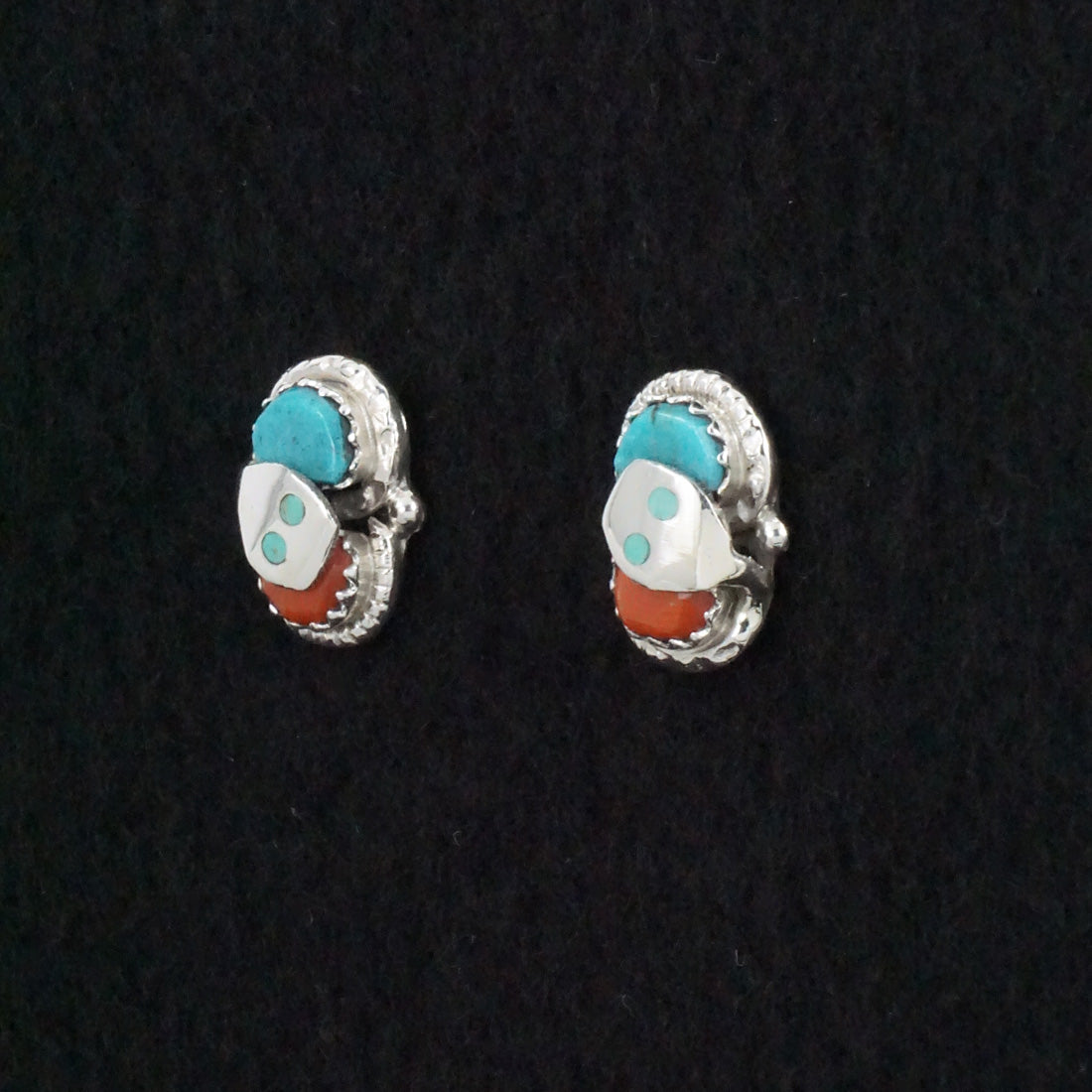 Joy Calavaza Turquoise, Coral & Sterling Silver Earrings