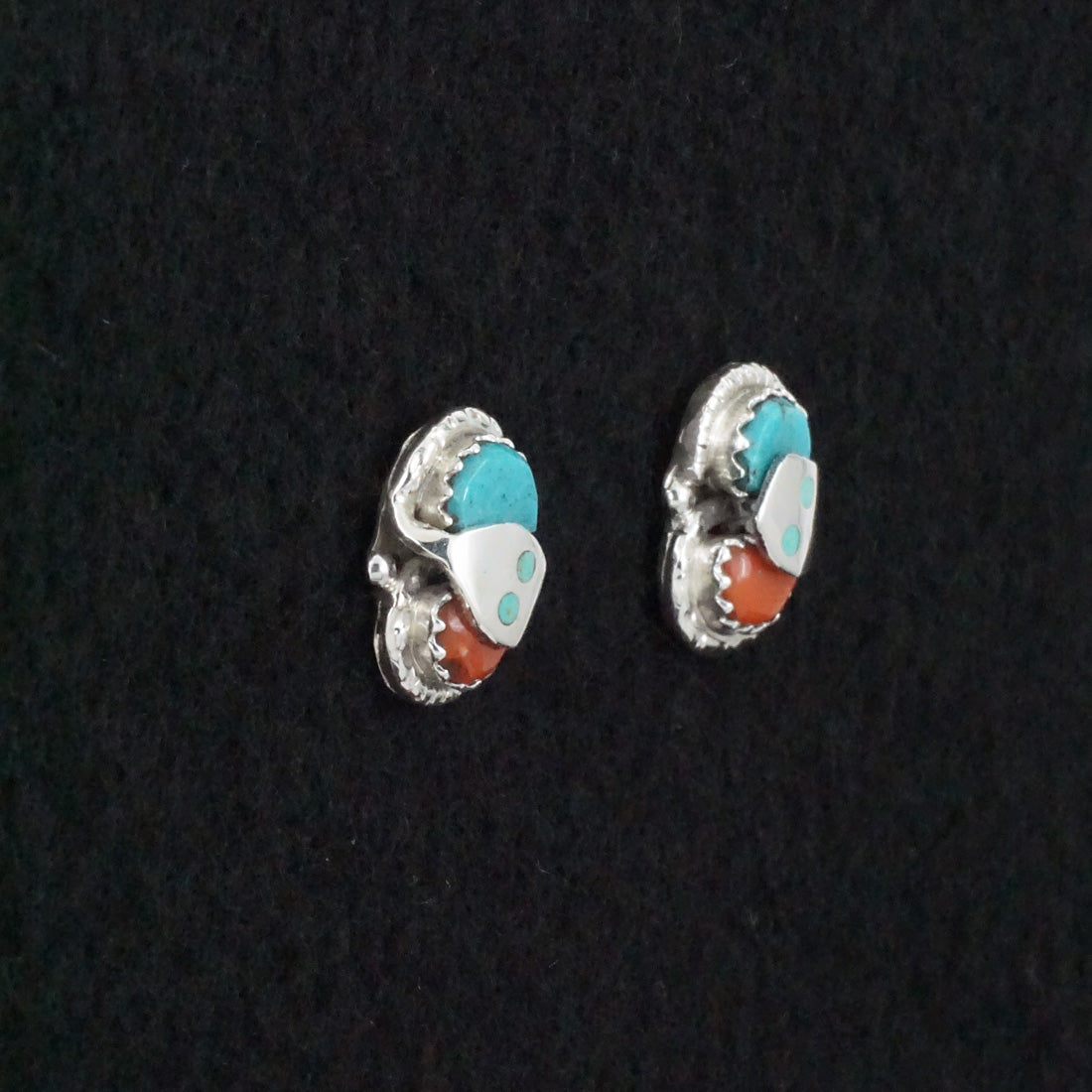 Joy Calavaza Turquoise, Coral & Sterling Silver Earrings