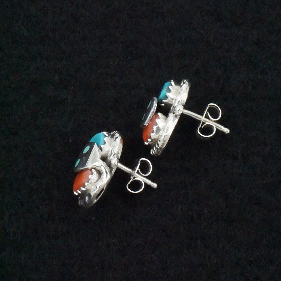 Joy Calavaza Turquoise, Coral & Sterling Silver Earrings