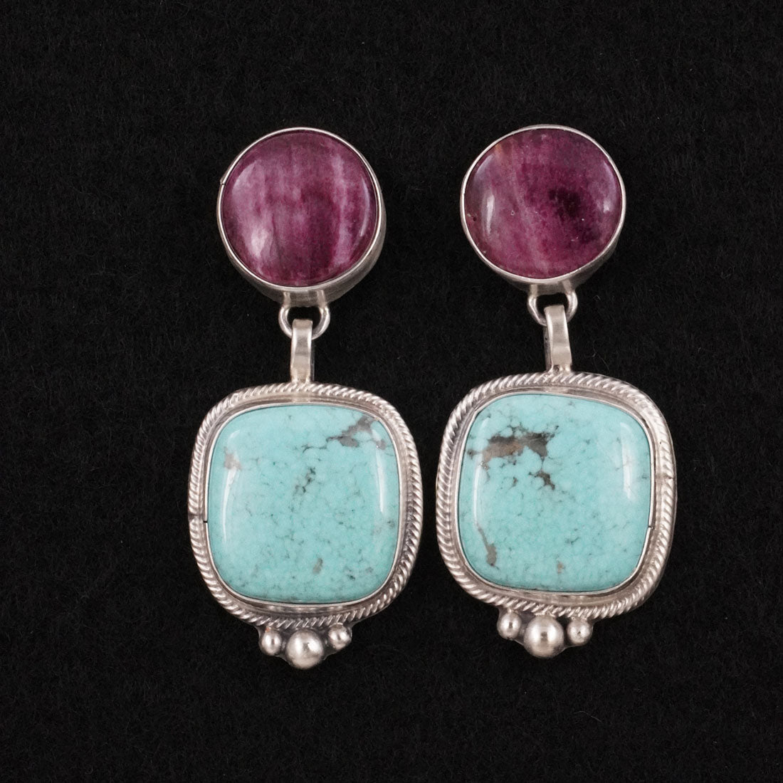 Thomas Francisco Turquoise, Spiny Oyster & Sterling Silver Earrings